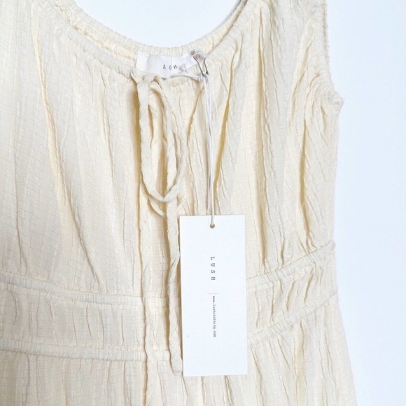NWT Lush Textured Smocked Waist Ruffle Mini Tank Dress Womens Cream Size Small - Picture 6 of 8